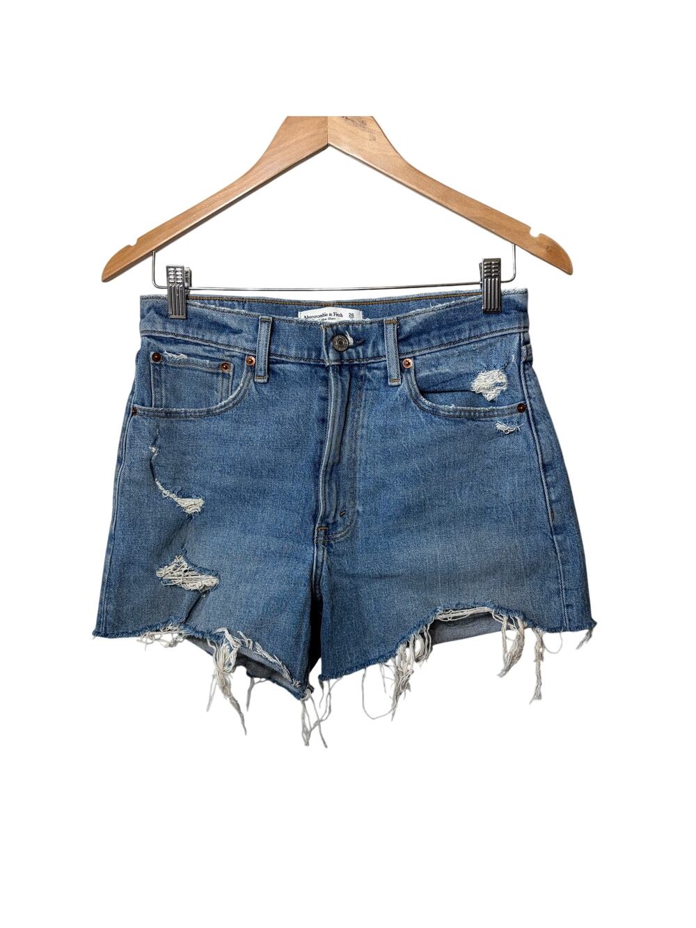 Abercrombie & Fitch Shorts Denim Jean 4" Mom Hi Rise Distressed Summer Casual 2